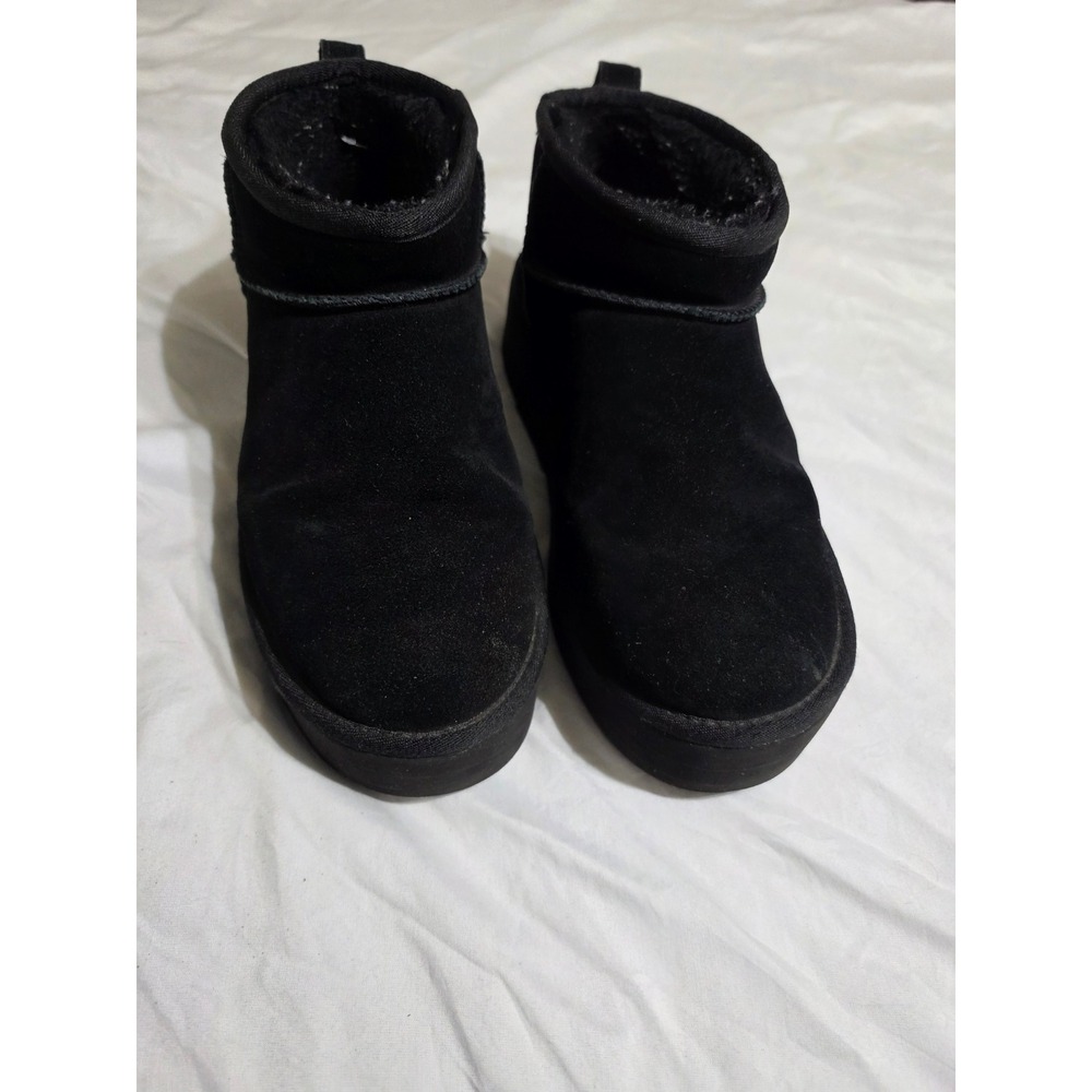 UGG Classic Ultra Mini Platform Boots Black‎ Suede Ankle Booties Womens 9